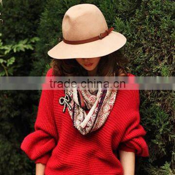 2014 China Wholesale New Latest Floopy Broadbrimmed Panama Style Beige Wool Cheap Fedora Hat