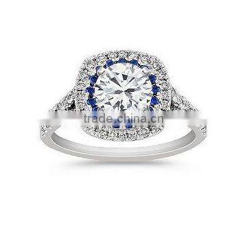 Simple Design Sterling Silver Jewelry Sapphire Large Diamond Engagement Ring for Women