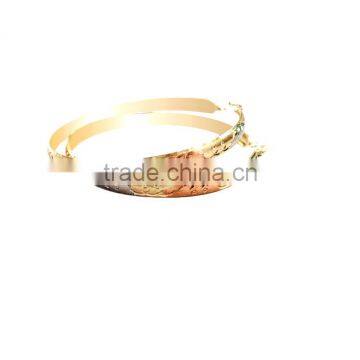 Three tone pltaed brass bangle hoop Earrings