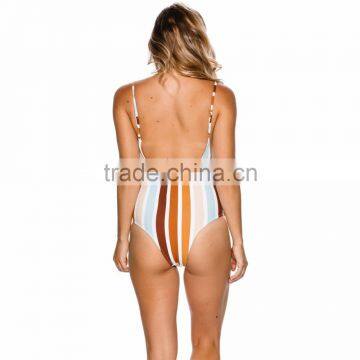 Dropped Arm Holes Crew Neckline Womens One Piece Scooped Back Neckline Swimwear Customize 80% Nylon 20% Spandex Material Stretch photo-5