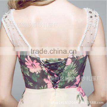 MGOO Popular Stock Women Floral Maxi Evening Dress Sleeveless Sheer Prom Women Fashion Party Dresses Longo 1505 photo-6