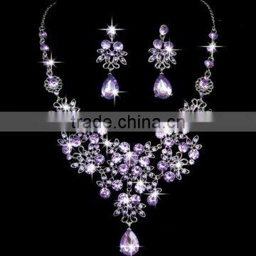 Zm33254a Beautiful Women Drop Earrings Simple Bridal Necklace Jewelry Set photo-2