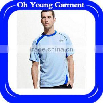 DRY FIT WAFFLE CLOTH T-SHIRT YOUNG FASHION BLUE ROUND NECK T-SHIRT SUMMER POLYESTER HOT SALE T-SHIRT CHEAP MADE IN CHINA