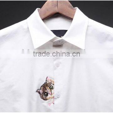 Design Cat Embroidered Men Oxford Casual Shirt, Young Couple Shirt photo-2