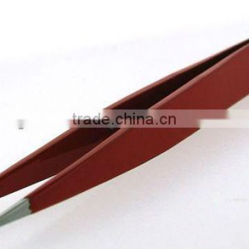 RED Eyebrow TWEEZERS Sharp Tips, Stainless Steel