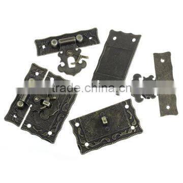 Antique Bronze Pattern Carved Jewelry Box Hasp Latch Lock Decorative Hasp photo-2