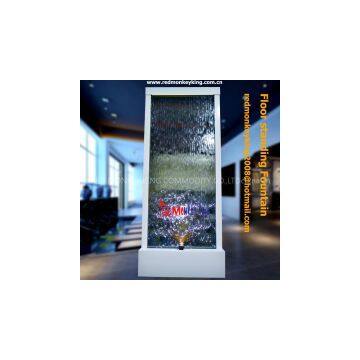 Metal Silver Mirror Glass Fountain Floor Standing Indoor Fountain Water Curtain Water Glass Fountain Metal Glass Fountain Indoor Fountain Indoor Decor