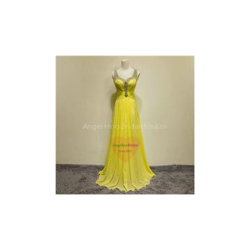 Lemon Yellow Chiffon Prom Dresses P1523