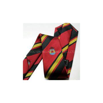 Customized MOQ 50pcs Necktie With Client\'s Logo( Badge) Which Woven Or Embroidered Or Heat Transfer Printed For Army Bank Club Cooperation Uniform Wear