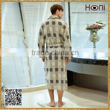 Men's Patterned Cotton Soft Bathrobe With Belt photo-6