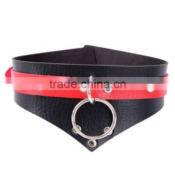 High-necked leather harness bondage restraints sex adult collars bdsm fetish choker slave collar