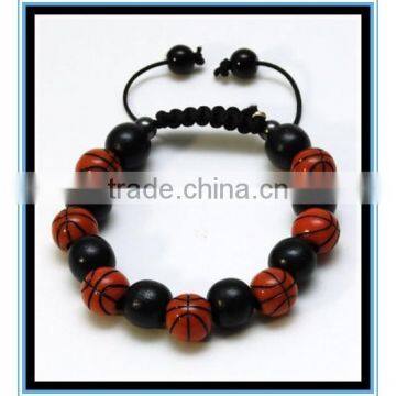 2015 fashion beaded basketball woven bracelet wholesale price