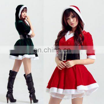 Factory Store Adult Women Velvet Christmas Hoody Dress With Belt