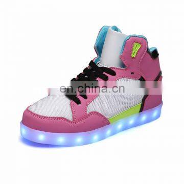Latest Design Hot Sale High Shoes for Men PU+mesh Light Shoes Street Dance Luminous High Top LED Shoes Sneakers for Boys photo-4