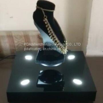 Acrylic material floating levitating jewerly display with led lights