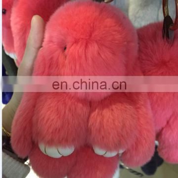 18 cm rabbit fur colors Genuine rabbit fur,Plush Material and Carabiner Keychain Type rex rabbit fur keychains