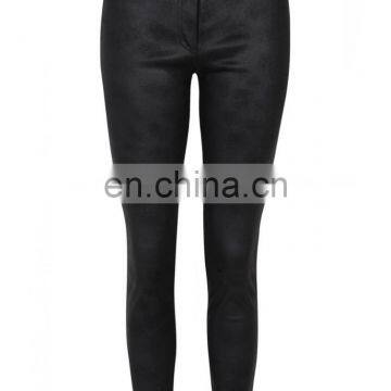 2016 NEWEST BLACK BLACK SUEDETTE BIKER TROUSERS