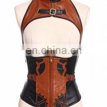 Steampunk soft boned gear corset with removable collar