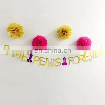 bachelorette party bridal shower glitter paper hen party same penis forever banner