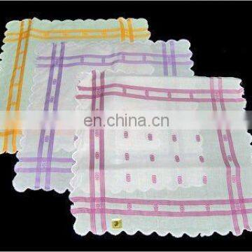 Promotion professional customize 100% cotton high quality striped ladies' customized handkerchief