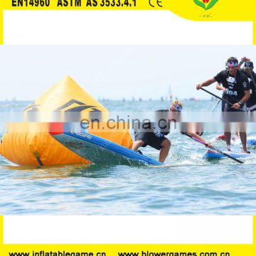 China customized yellow triangle swim floating advertising inflatable buoy for sale