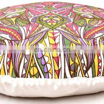 Indian Meditation Ottoman Pouf 32" Cushion Cover Lion Face Pillow Case