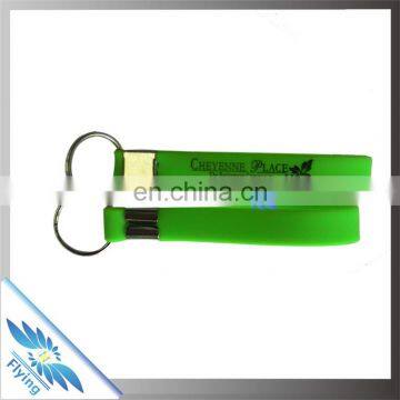 Promotional custom band silicone keychain, custom band rubber keychain, band silicone keychain with key