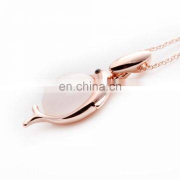 Fashionable New Cat Eye Dolphin Pendant Latest Design Simple Rose Gold Necklaces photo-2