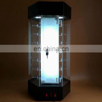 Clear pmma plexiglass led display case with hinged cover acrylic led display box with hinged lid