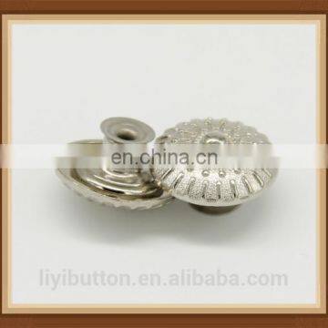 wholesale shiny silver mushroom round metal jeans buttons for jeans