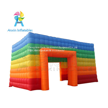 giant rainbow color rectangular inflatable tent for outdoor advertising events