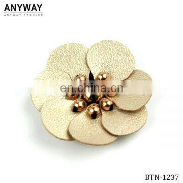 Gold Leather Design Button with Beads for Coat