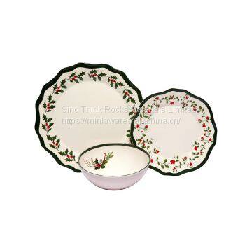 Competitive Price 12pcs Flower Shape Dinnerware Plastic Plates Asian Japanese Korean Dinner Set With Flower Print photo-3