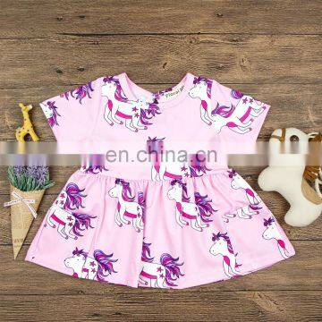 Boutique Summer Kids Dress Lovely Unicorn Children's Print Dress