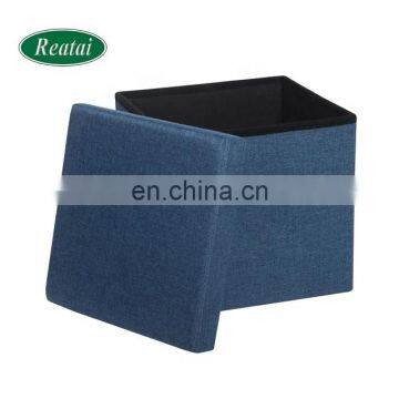 Reatai High Quality Cube Square Linen Fabric Foldable Ottoman Storage Box for House photo-7