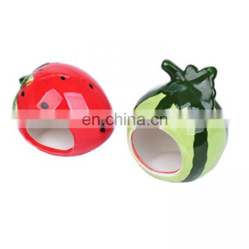 Cute Cartoon Fruit Small Animals House Cave Ceramic Pet Nest For Hamster