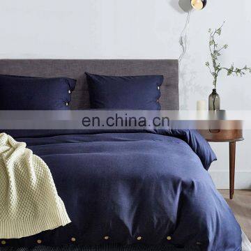 Duvet Cover Set 3pc Dark Blue Luxury Microfiber Down Comforter Quilt Bedding Cover with Zip Ties