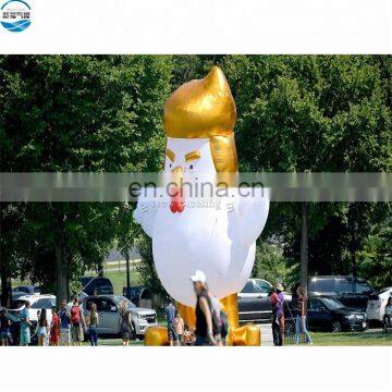 PVC/ Oxford cloth big inflatable chicken with Donald Trump hair for protest NB006-3