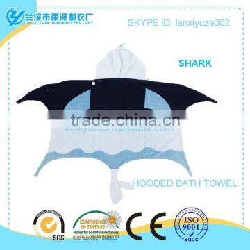 big shark coming! summer hooded beach towel for boy and girl