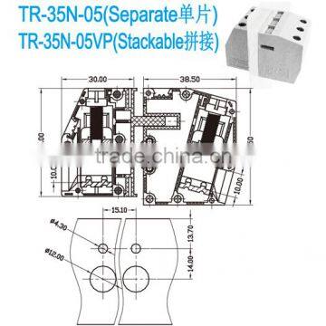 Pitch 15.1mm 600V 115A High Current Through Panel Terminal Block