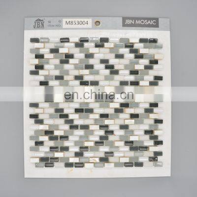 useful High Quality Kitchen Backsplash Texture Strip Mix Color Glass Mix Stone Mosaic tile