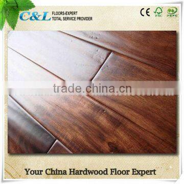 Handscraped UV lacquered rustic acacia hardwood flooring