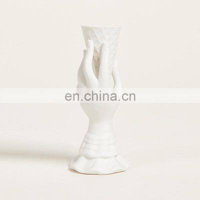 Ceramic Ice Cream Hand Flower White Office Table Decoration Nordic Ikebana Vase photo-5