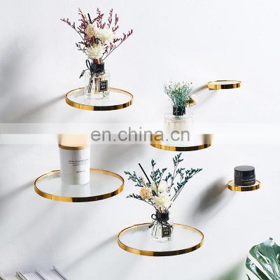 Floating Metal Shelves Wall Mounted, Luxury Gold Glass Home Decorative Ledge Shelf for Bathroom, Kitchen, Kids Room, Living Room