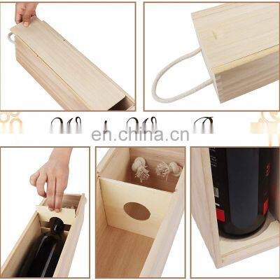 Wooden Wine Box 2 Pack Storage Gift Box With Rope Handle photo-3