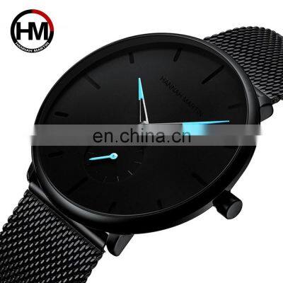 Hannah Martin 2140 Minimalist Mens Quartz Wristwatches  Ultra Thin Stainless Steel Custom watch for men 2021