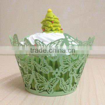 2016 High Quality Cheap Laser Cut Butterfly Wedding Cupcake Wrapper