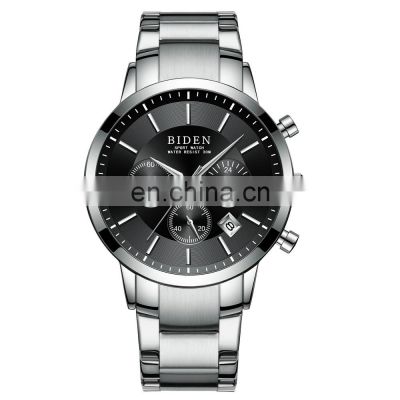 BIDEN 0029 Men Japan Quartz Stainless Steel Band Auto Date