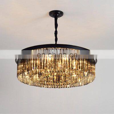 2022 Newest Design Big Black Round Luxury Asfour Pendant Lamp Restaurant Living Room Classic Crystal Chandeliers Ceiling photo-2
