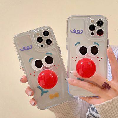 2022 New Cartoon Clown Red Nose Bracket I Phone 11 Pro Max For Apple 12/13/7/8P Max Girly X XR XS PU Mobile Phone Cover